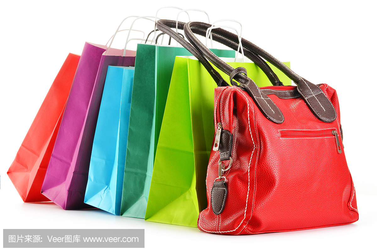 三個(gè)皮包孤立在白色